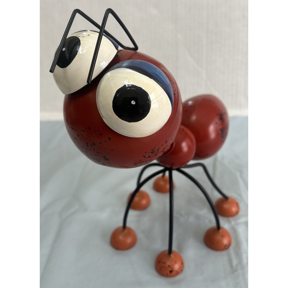 Large Red Metal Ant Sculpture Garden Art Decor Insect Bobble Head Statue